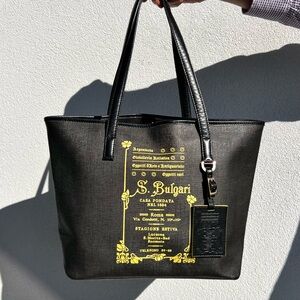Bulgari Bvlgari Collezione Tote and Shoulder Bag Black Yellow Dark grey